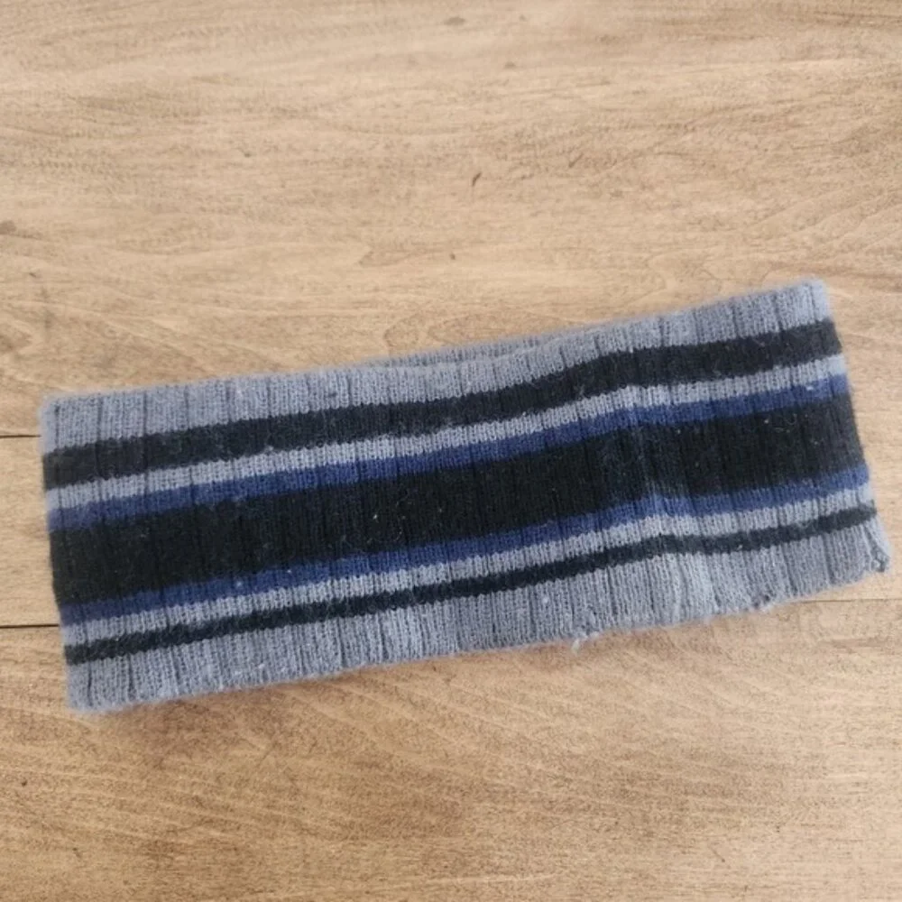 Vintage 2002 Scooby-Doo Striped Knit Headband Grey Navy Y2K Hanna‎ Barbera